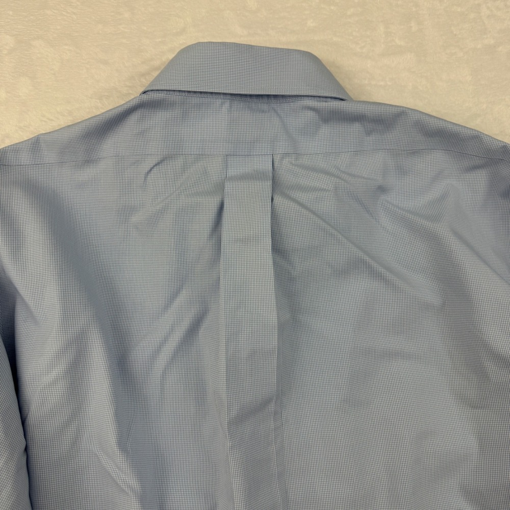 Brooks Brothers Slim Fit Non-Iron Dress Shirt 18-37 Blue Micro Check Cotton - Picture 7 of 7